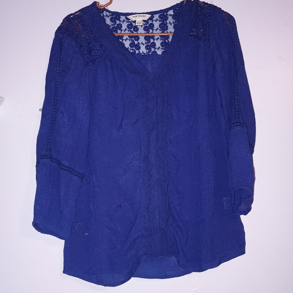 Women's Blue Lace Detail Top